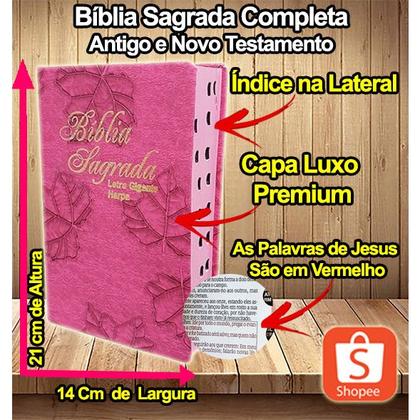 Imagem de Bíblia Feminina - Tamanho Grande - Pink Folhas