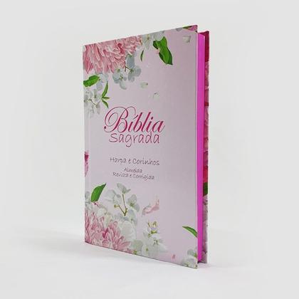 Imagem de Bíblia Floral Dália Feminina ARC Letra Normal com Harpa Capa Dura