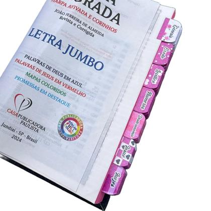 Imagem de Bíblia Letra Jumbo Preta Glitter 100% Tudo Posso Naquele Personalizada Com Abas Arc Full Color Cpp