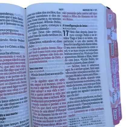 Imagem de Biblia Letra Supergigante sbb compacta Rosa e azul com abas adesivas