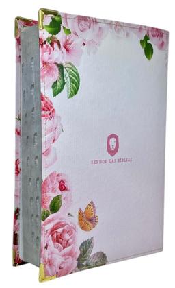 Imagem de Bíblia Lt. Grande Evangélica Feminina Pink Luxo Capa Tulipas