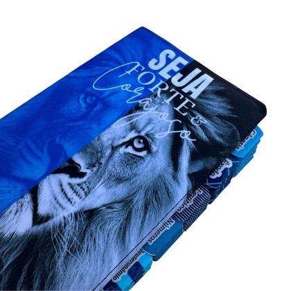 Imagem de Bíblia NTLH leão Azul Seja forte e corajoso com Abas coladas