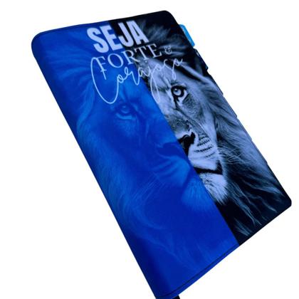 Imagem de Bíblia NTLH leão Azul Seja forte e corajoso com Abas coladas