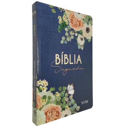 Imagem de Bíblia Nvi Jeans Floral Capa Dura