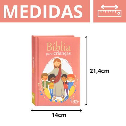 Imagem de Bíblia Para Crianças C/ Ilustrações Histórias Bíblicas ROSA - Todolivro