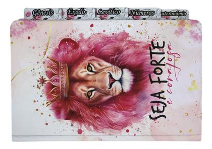 Imagem de Bíblia Pentecostal Assembleia Letra Grande Capa Dura Leão Feminina Harpa Coros Abas Adesivas Para Índice