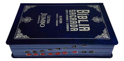 Imagem de Bíblia Pentecostal Jumbo Capa Dura Campacta Azul - Com Índice Harpa Coros João Ferreira De Almeida