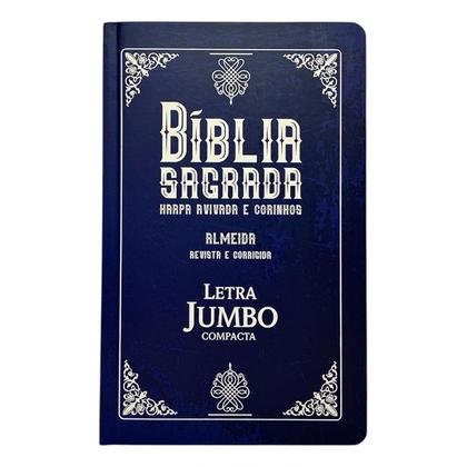 Imagem de Bíblia Pentecostal Jumbo Capa Dura Campacta Azul - Com Índice Harpa Coros João Ferreira De Almeida