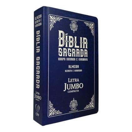 Imagem de Bíblia Pentecostal Jumbo Capa Dura Campacta Azul - Com Índice Harpa Coros João Ferreira De Almeida