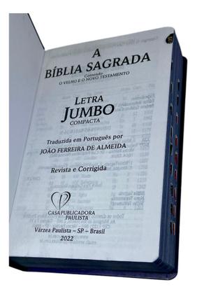 Imagem de Bíblia Pentecostal Jumbo Capa Dura Campacta Azul - Com Índice Harpa Coros João Ferreira De Almeida