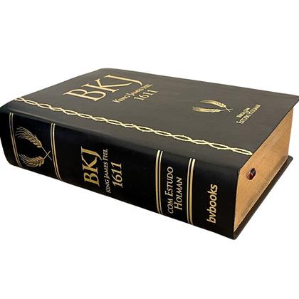 Imagem de Bíblia Sagrada BKJ 1611 King James Grande Fiel com Estudo Holman ACF Índice Letra Normal Capa Luxo Preta