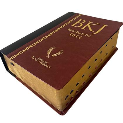 Imagem de Bíblia Sagrada BKJ 1611 King James Grande Fiel com Estudo Holman ACF Letra Normal Capa Luxo C/ Índice Preto e Marrom