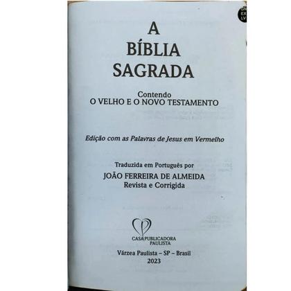 Imagem de Bíblia sagrada com harpa  letra gigante  arc  capa de luxo marrom  palavras de jesus em vermelho