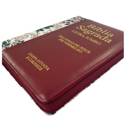 Imagem de Bíblia Sagrada com Letra Jumbo Harpa Cristã de Zíper com Índice na Versão Almeida Revista e Corrigida ARC