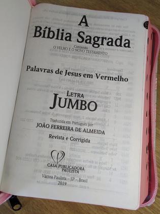 Imagem de Bíblia Sagrada com Letra Jumbo Harpa Cristã de Zíper com Índice na Versão Almeida Revista e Corrigida ARC