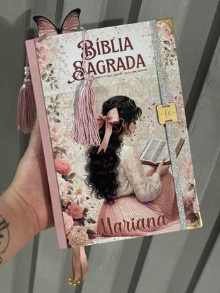 Imagem de Bíblia Sagrada Evangélica Personalizada e Harpa Cristã João Ferreira de Almeida Letra gigante