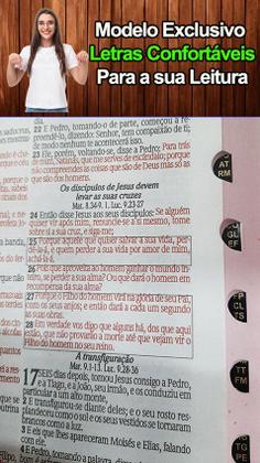 Imagem de Bíblia Sagrada feminina com letra Gigante Harpa e índice lateral - Rosa Claro