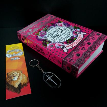 Imagem de Bíblia sagrada feminina evangelica laminada pink sc kt