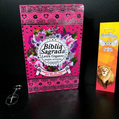 Imagem de Bíblia sagrada feminina evangelica laminada pink sc kt