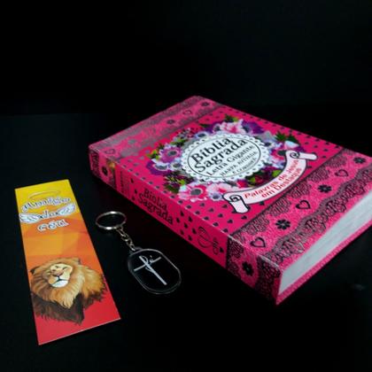 Imagem de Bíblia sagrada feminina evangelica laminada pink sc kt
