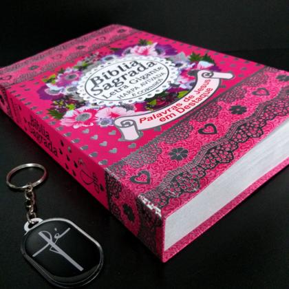 Imagem de Bíblia sagrada feminina evangelica laminada pink sc kt