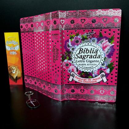 Imagem de Bíblia sagrada feminina evangelica laminada pink sc kt