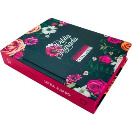 Imagem de Bíblia Sagrada Feminina Letra Jumbo ARC Almeida com Harpa Avivada e Corinhos - Capa Dura Floral Pink