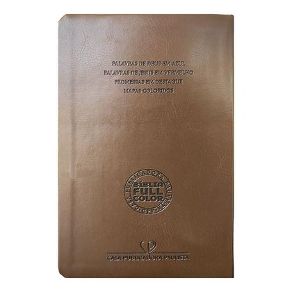 Imagem de Bíblia Sagrada Gigante Letra Jumbo ARC Almeida Revista Corrigida com Harpa Capa  Cruz Marrom