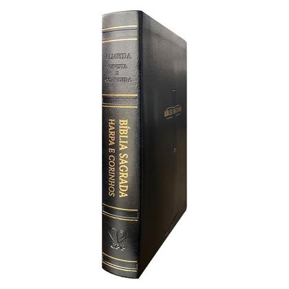 Imagem de Bíblia Sagrada Gigante Letra Jumbo ARC Almeida Revista Corrigida com Harpa Capa  Cruz Preta
