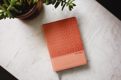 Imagem de Bíblia Sagrada HarperCollins Compacta com Capa de Couro Macio Cor Pêssego