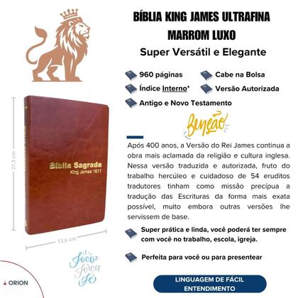 Imagem de Bíblia Sagrada King James 1611 Bkj Marrom Luxo Borda Dourada