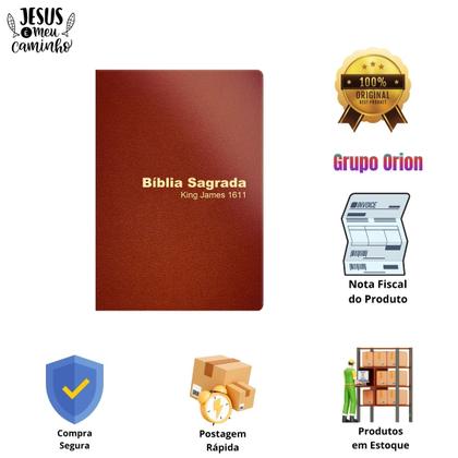 Imagem de Bíblia Sagrada King James 1611 Bkj Marrom Luxo Borda Dourada