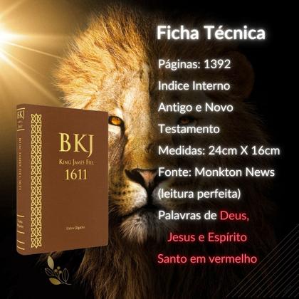 Imagem de Bíblia Sagrada King James Deus Fiel 1611 Letra Extra Gigante Capa Marrom BKJ