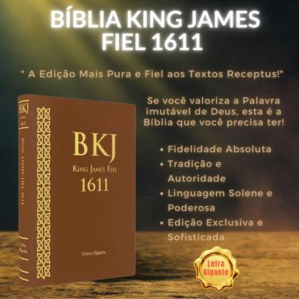 Imagem de Bíblia Sagrada King James Deus Fiel 1611 Letra Extra Gigante Capa Marrom BKJ