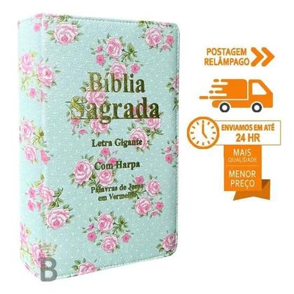 Imagem de Biblia Sagrada Letra Gigante Capa de Couro Luxo Verdinhas 