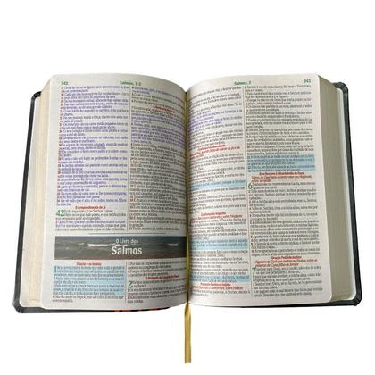 Imagem de Bíblia Sagrada Letra Gigante com Harpa e Índice ARC Almeida Revista Corrigida Capa Estrela Preto e Cinza