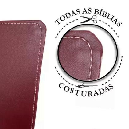 Imagem de Bíblia Sagrada Letra Gigante Luxo C/ Harpa Vinho - 14x21cm