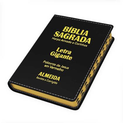 Imagem de Biblia Sagrada Letra Gigante Luxo Popular - Preta - C/ Harpa E Palavras De Jesus Em Vermelho - RC