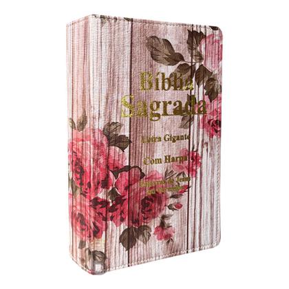 Imagem de Biblia Sagrada Letra Gigante Luxo Popular - Romantic - Com Harpa - Mulher - RC