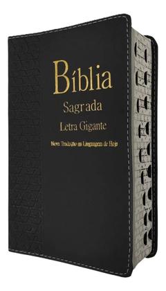 Imagem de Bíblia sagrada  letra gigante  ntlh  capa de luxo preta  com índice  com auxílios  sbb