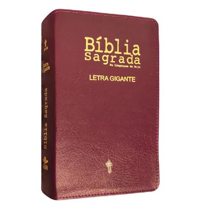Imagem de Bíblia sagrada  letra gigante  ntlh  capa de luxo vinho  com índice  com auxílios  sbb