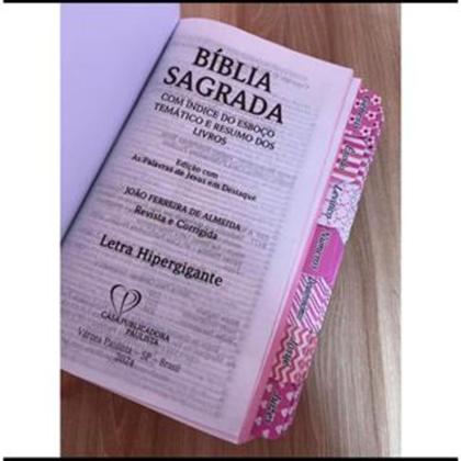 Imagem de BÍBLIA SAGRADA LETRA HIPER GIGANTE COM HARPA E ABAS ADESIVAS COLADAS ref: leaoflora