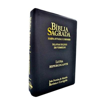 Imagem de biblia sagrada letra hipergigante com harpa ziper e indice preta