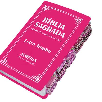 Imagem de Bíblia Sagrada Letra Jumbo ARC Capa PU Flexível Pink com Índice Abas Adesivas