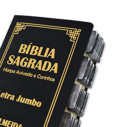 Imagem de Bíblia Sagrada Letra Jumbo ARC Capa PU Flexível Preta com Índice Abas Adesivas
