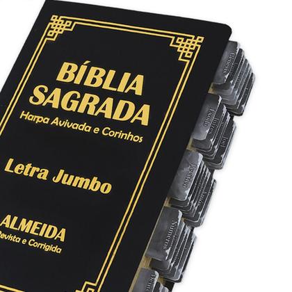 Imagem de Bíblia Sagrada Letra Jumbo ARC Capa PU Flexível Preta com Índice Abas Adesivas