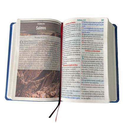 Imagem de Bíblia Sagrada Letra Jumbo  ARC  Harpa Avivada e Corinhos  Arabesco Azul