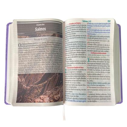 Imagem de Bíblia Sagrada  Letra Jumbo  ARC  Palavras de Jesus em Vermelho  Floral Lilás