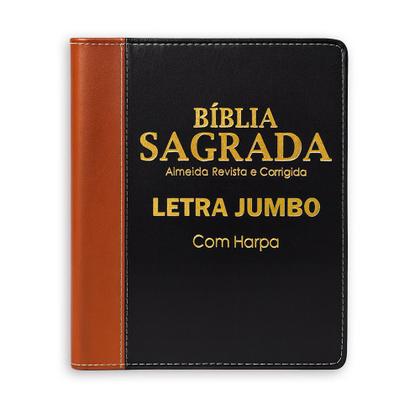 Imagem de Bíblia Sagrada Letra Jumbo - Luxo - Bicolor - Caramelo e Preta - C/ Harpa - Revista e Corrigida