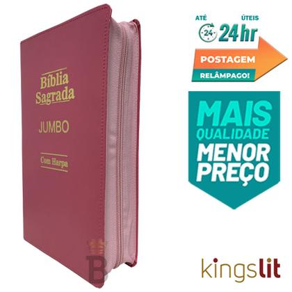 Imagem de Bíblia Sagrada Letra Jumbo - Ziper Agenda - Pink - C/ Harpa - Revista e Corrigida